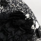 Dolce & Gabbana Black Wool White Floral Embellished Cloche Hat
