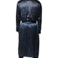 Dolce & Gabbana Blue Solid Silk Men Wrap Robe Coat Jacket