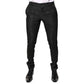 Dolce & Gabbana Black Floral Jacquard Mid Waist Dress Pants