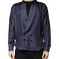 Dolce & Gabbana Dark Blue Silk Double Breasted Shirt