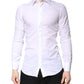 Dolce & Gabbana White Cotton GOLD Dress Formal Collared Shirt