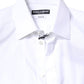 Dolce & Gabbana White Cotton GOLD Dress Formal Collared Shirt