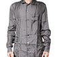 Dolce & Gabbana Gray Polka Dot Silk Long Sleeve Shirt