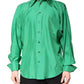 Dolce & Gabbana Green Silk Satin Long Sleeves Casual Shirt