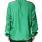 Dolce & Gabbana Green Silk Satin Long Sleeves Casual Shirt