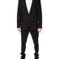 Dolce & Gabbana Black Cotton Single Breasted 2 Piece Suit