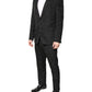 Dolce & Gabbana Black Polyester Floral Jacquard 2 Piece Suit