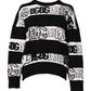Dolce & Gabbana Black White Logo Print Wool Pullover Sweater