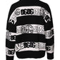 Dolce & Gabbana Black White Logo Print Wool Pullover Sweater