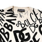 Dolce & Gabbana White Black Logo Print Women Pullover Sweater