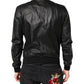 Dolce & Gabbana Black Lambskin Leather Full Zip Biker Jacket