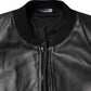 Dolce & Gabbana Black Lambskin Leather Full Zip Biker Jacket