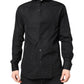 Emporio Armani Black Cotton Long Sleeves Formal Dress Shirt