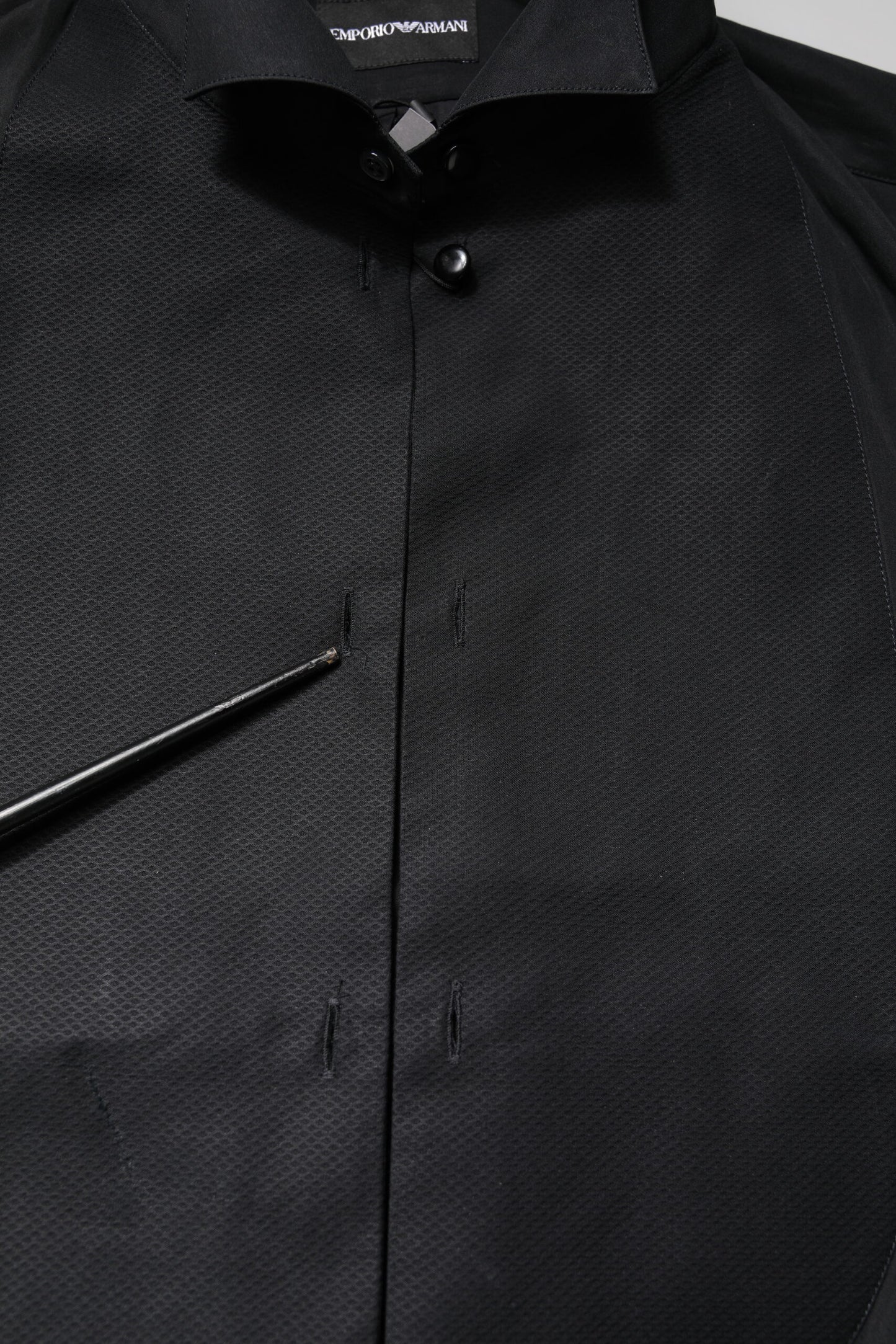 Emporio Armani Black Cotton Long Sleeves Formal Dress Shirt