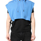 Dolce & Gabbana Blue Cotton Hooded Men Sportswear Vest Sweater