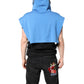 Dolce & Gabbana Blue Cotton Hooded Men Sportswear Vest Sweater