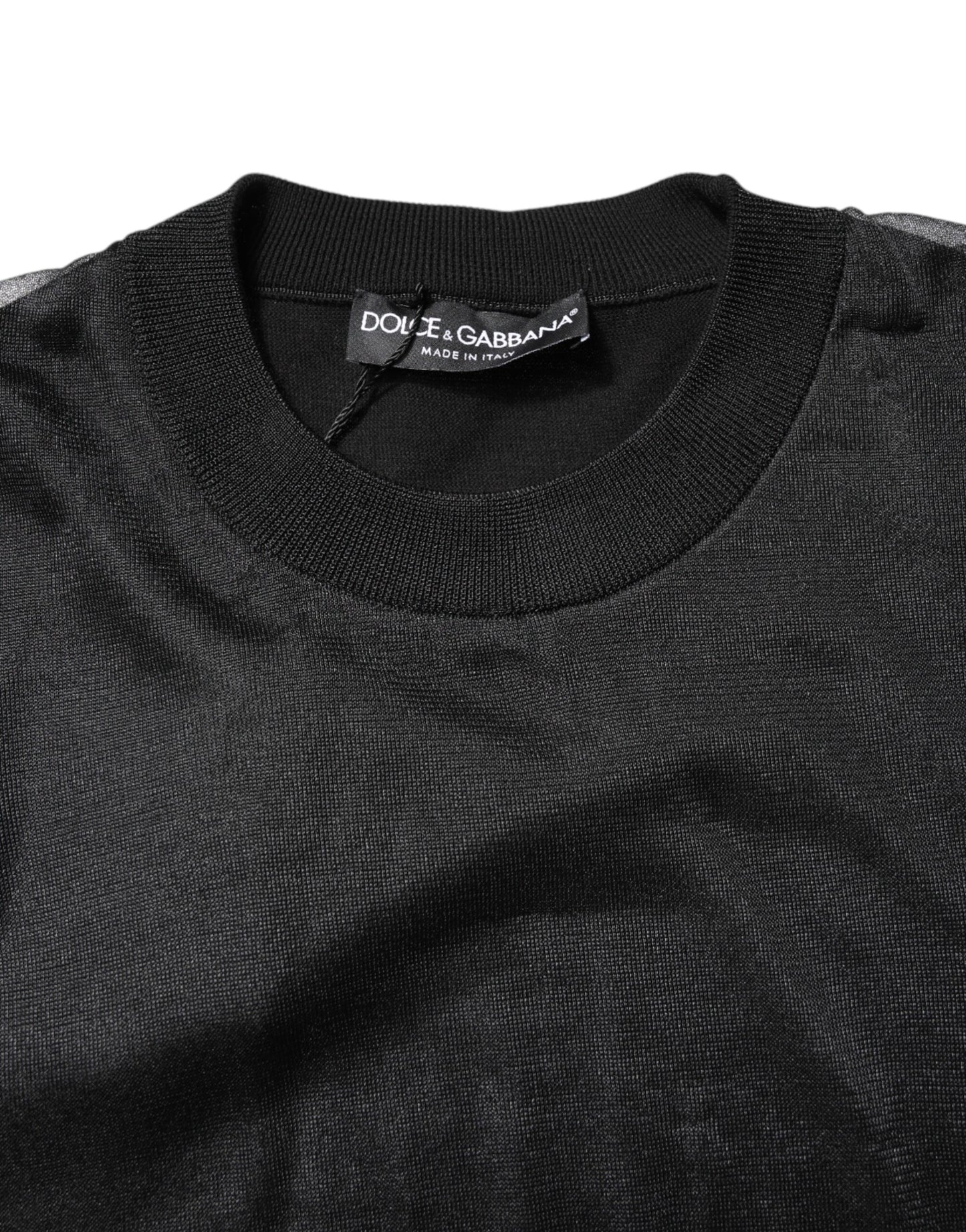 Dolce & Gabbana Black Logo Knitted Crewneck Pullover Sweater