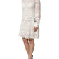 Dolce & Gabbana White Floral Lace Long Sleeves Shift Dress