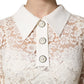Dolce & Gabbana White Floral Lace Long Sleeves Shift Dress