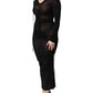 Dolce & Gabbana Black Mesh Trim Bodycon Long Sheath Dress