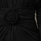 Dolce & Gabbana Black Wool Long Sleeves Sheath Midi Dress