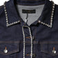 Dolce & Gabbana Blue Denim Cotton Crystal Embellished Jacket