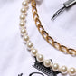Dolce & Gabbana White Chain Pearl Cotton Round Neck T-shirt