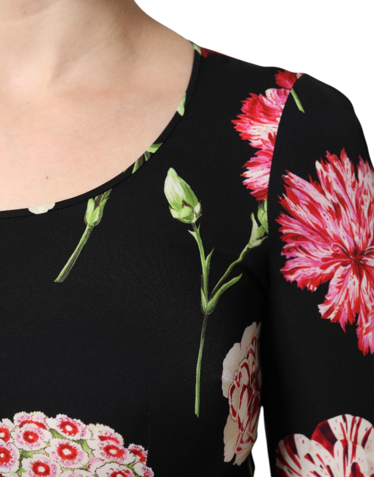 Dolce & Gabbana Black Floral Long Sleeve Women Blouse Top