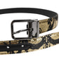 Dolce & Gabbana Multicolor Jacquard Leather Metal Buckle Belt