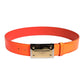 Dolce & Gabbana Orange Gold Tone Metal Logo Buckle Belt
