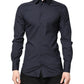 Dolce & Gabbana Dark Blue GOLD Cotton Dress Formal Shirt