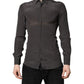 Dolce & Gabbana Dark Gray Silk GOLD Dress Formal Shirt