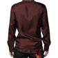 Dolce & Gabbana Burgundy Silk Dotted Long Sleeves Shirt
