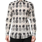 Dolce & Gabbana White Pineapple Print Long Sleeve GOLD Shirt