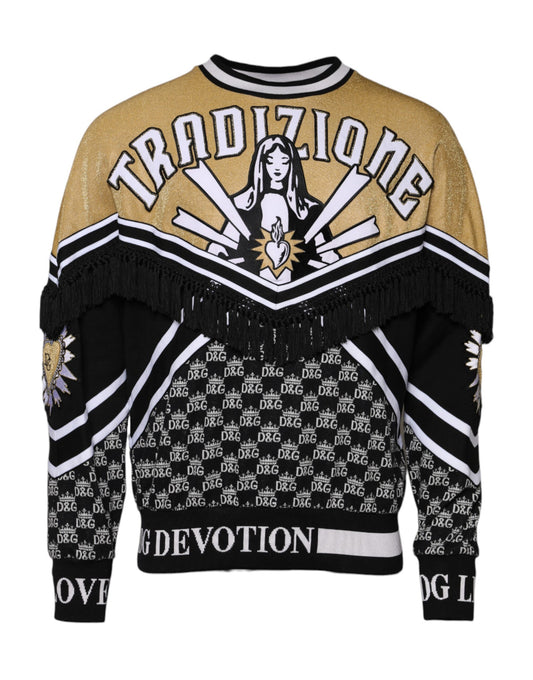 Dolce & Gabbana Multicolor Cotton Crew Neck Pullover Sweater