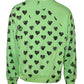 Dolce & Gabbana Green Heart Print Crew Neck Pullover Sweater