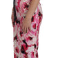 Dolce & Gabbana Pink Floral Print Long Maxi Sheath Dress