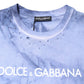 Dolce & Gabbana Blue Cotton Logo Print Crew Neck T-shirt