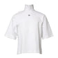 Dolce & Gabbana White Cotton Turtleneck DG Applique T-shirt