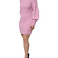 Dolce & Gabbana Pink Polyester Long Sleeves Sheath Mini Dress