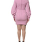 Dolce & Gabbana Pink Polyester Long Sleeves Sheath Mini Dress