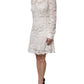 Dolce & Gabbana White Floral Lace Long Sleeves A-line Dress