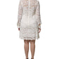 Dolce & Gabbana White Floral Lace Long Sleeves A-line Dress
