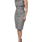 Dolce & Gabbana White Black Checkered Sleeveless Sheath Dress