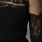 Dolce & Gabbana Black Lace Trim Nylon Tulle Sheath Midi Dress