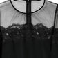 Dolce & Gabbana Black Lace Trim Nylon Tulle Sheath Midi Dress