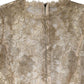 Dolce & Gabbana Gold Floral Lace Long Sleeves Fit & Flare Dress