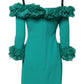 Dolce & Gabbana Green Lace Off Shoulder Sheath Mini Dress