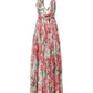 Dolce & Gabbana White Floral Silk Halter A-line Maxi Dress
