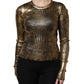 Dolce & Gabbana Gold Round Neck Long Sleeve Pullover Top
